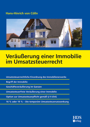 Portada del libro «Veräußerung einer Immobilie im Umsatzsteuerrecht», de Hans-Hinrich von Cölln