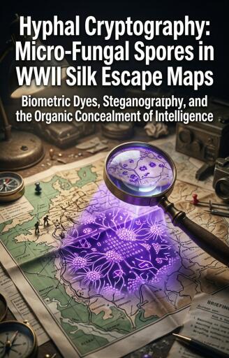 Portada del libro «Hyphal Cryptography: Micro-Fungal Spores in WWII Silk Escape Maps»