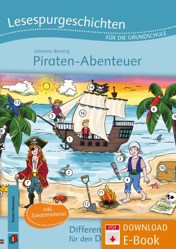 Portada del libro «Lesespurgeschichten für die Grundschule – Piraten-Abenteuer», de Johanna Berning