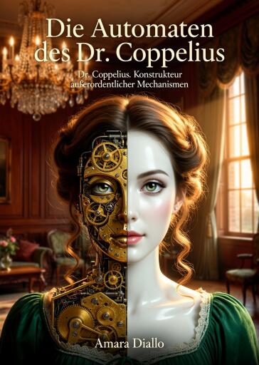 Portada del libro «Die Automaten des Dr. Coppelius», de Amara Diallo