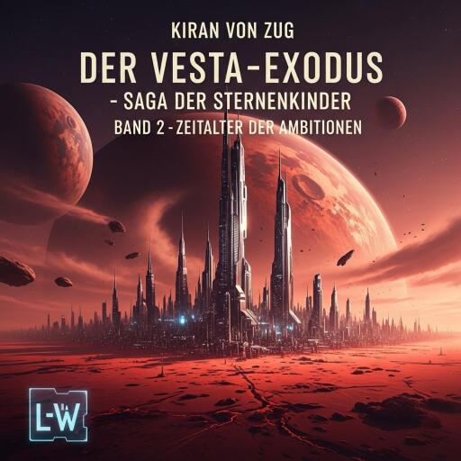 Portada del libro «Der Vesta-Exodus - Die Saga der Sternenkinder - Band 2 - Das Zeitalter der Ambitionen», de Kiran von Zug