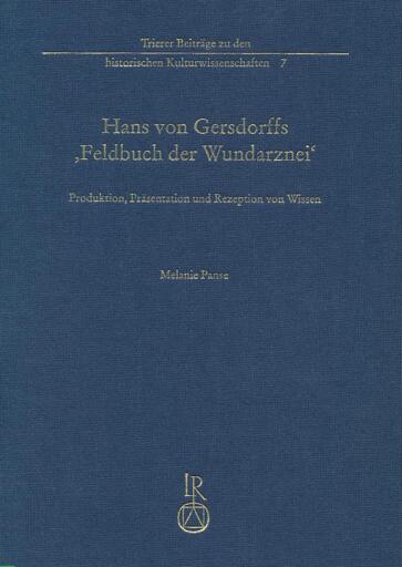 Portada del libro «Hans von Gersdorffs »Feldbuch der Wundarznei«», de Melanie Panse