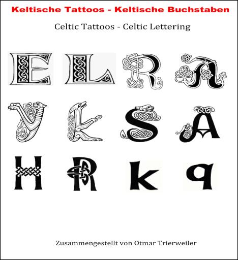 Portada del libro «Keltische Buchstaben Tattoos. Celtic Lettering Tattoos.», de Otmar Trierweiler