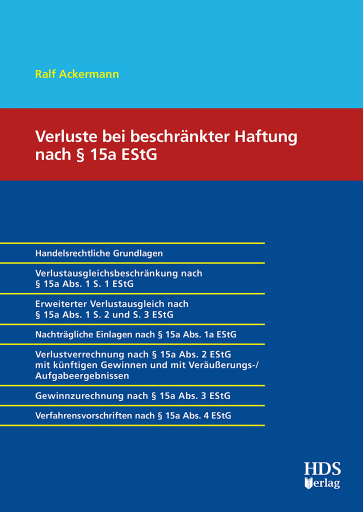 Portada del libro «Verluste bei beschränkter Haftung nach § 15a EStG», de Ralf Ackermann