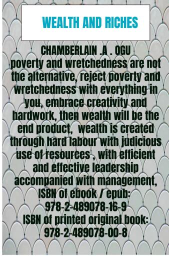 Portada del libro «WEALTH AND RICHES», de CHAMBERLAIN .A . OGU