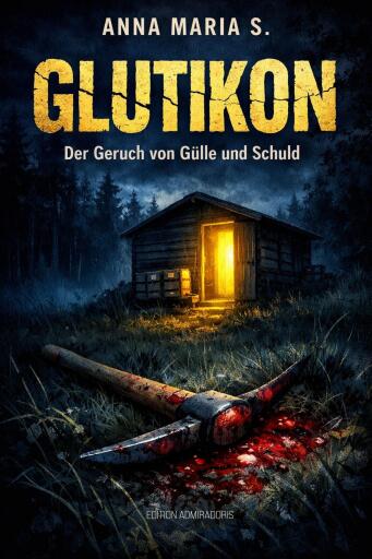 Portada del libro «Glutikon – Der Geruch von Gülle und Schuld», de Anna Maria S.