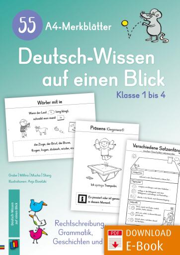 55 A4-Merkblätter Deutsch-Wissen auf einen Blick – Klasse 1 bis 4