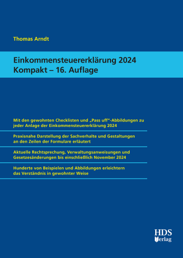 Portada del libro «Einkommensteuererklärung 2024 Kompakt», de Thomas Arndt