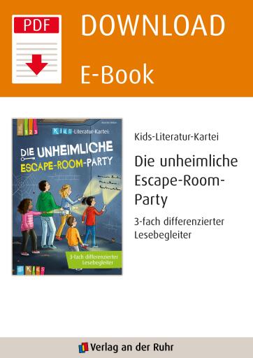 Portada del libro «Die unheimliche Escape-Room-Party – 3-fach differenzierter Lesebegleiter», de Annette Weber