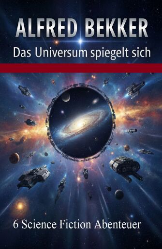 Portada del libro «Das Universum spiegelt sich: 6 Science Fiction Abenteuer», de Alfred Bekker