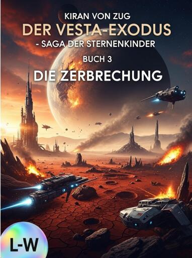Portada del libro «Der Vesta-Exodus - Die Saga der Sternenkinder - Band 3 - Die Zerbrechung», de Kiran von Zug