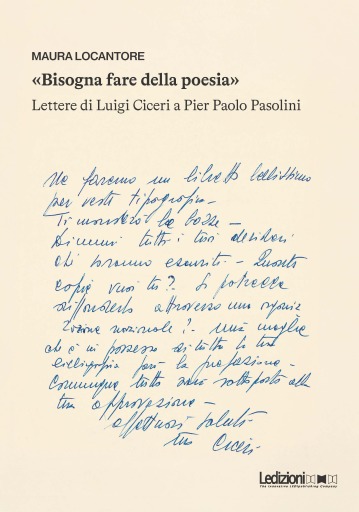 Portada del libro ««Bisogna fare della poesia». Lettere di Luigi Ciceri a Pier Paolo Pasolini», de Maura Locantore