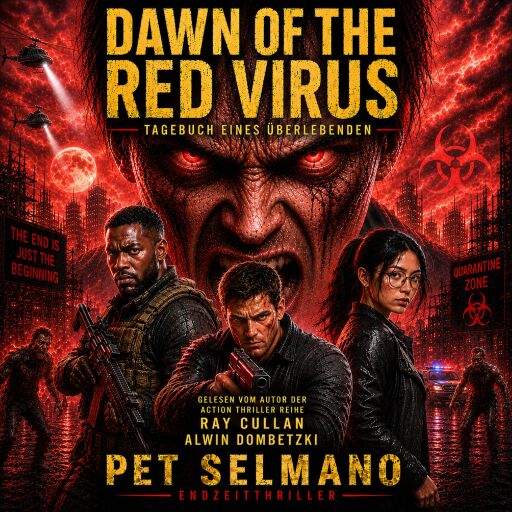 Portada del audiolibro «Dawn of the Red Virus», de Pet Selmano