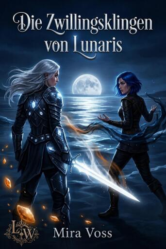 Portada del libro «Die Zwillingsklingen von Lunaris», de Mira Voss