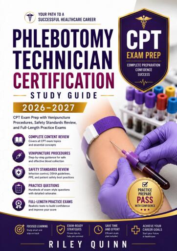 Portada del libro «Phlebotomy Technician Certification Study Guide 2026–2027», de RILEY QUINN
