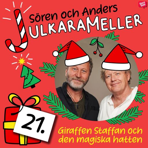 Portada del audiolibro «Giraffen Staffan och den magiska hatten», de Sören Olsson, Anders Jacobsson