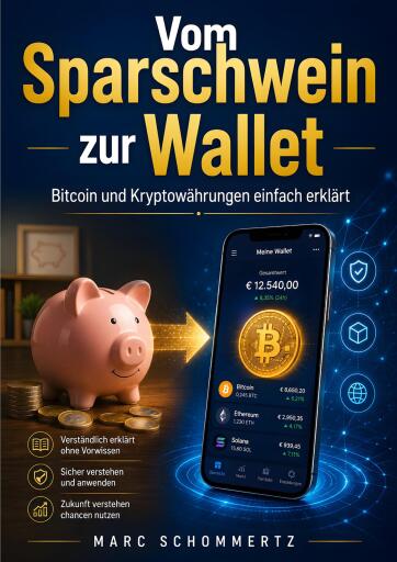 Portada del libro «Vom Sparschwein zur Wallet - Bitcoin und Kryptowährungen einfach erklärt», de M S