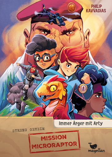 Portada del libro «Mission Microraptor - Immer Ärger mit Arty», de Philip Kavvadias