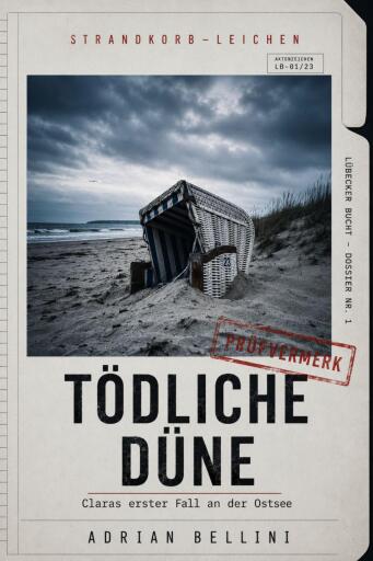 Portada del libro «Strandkorb-Leichen: Tödliche Düne», de Adrian Bellini