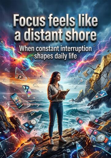 Portada del libro «Focus feels like a distant shore», de Hannah Brooks