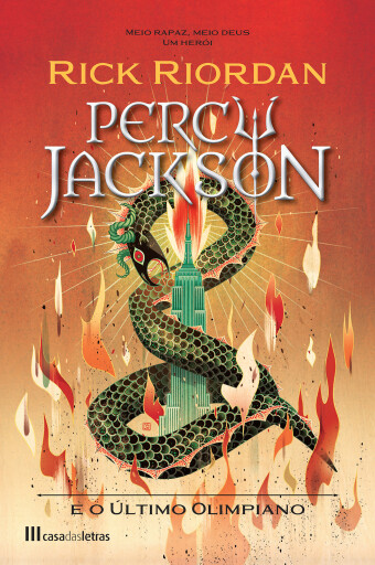 Portada del libro «Percy Jackson e o Último Olimpiano», de Rick Riordan