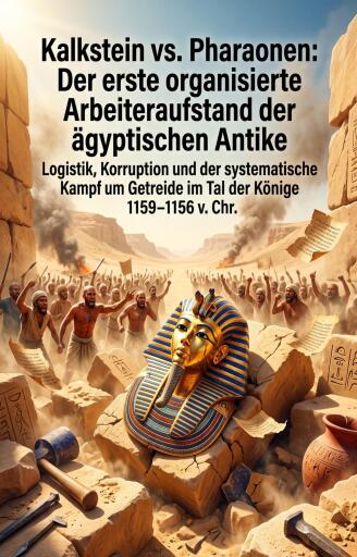 Portada del libro «Kalkstein vs. Pharaonen: Der erste organisierte Arbeiteraufstand der ägyptischen Antike», de Herrmann Hänel