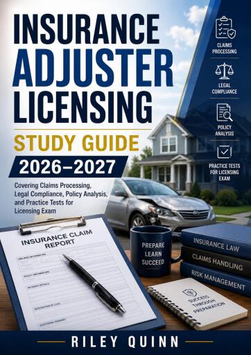 Portada del libro «Insurance Adjuster Licensing Study Guide 2026–2027», de RILEY QUINN