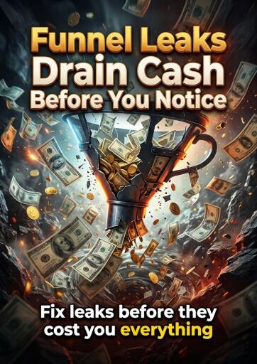 Portada del libro «Funnel Leaks Drain Cash Before You Notice», de Claire Monroe