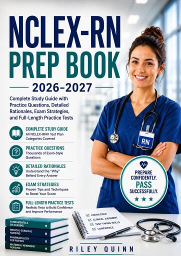 Portada del libro «NCLEX-RN Prep Book 2026–2027», de RILEY QUINN