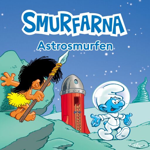 Portada del audiolibro «Smurfarna: Astrosmurfen», de Peyo