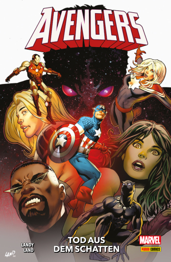 Portada del libro «AVENGERS - TOD AUS DEM SCHATTEN», de Derek Landy