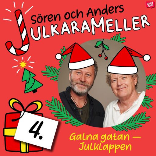 Portada del audiolibro «Galna gatan - Julklappen», de Sören Olsson, Anders Jacobsson