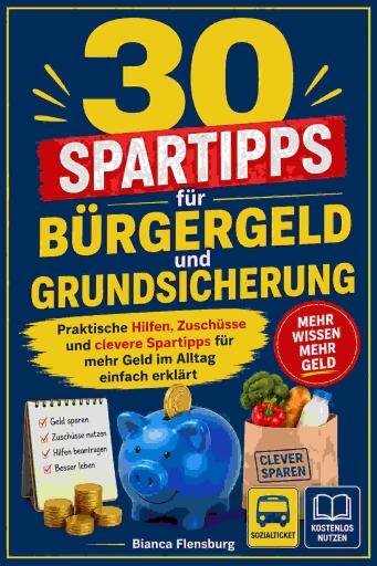 Portada del libro «30 Spartipps für Bürgergeld und Grundsicherung», de Bianca Flensburg