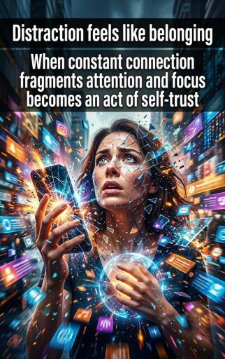 Portada del libro «Distraction feels like belonging», de Tyler Ashford