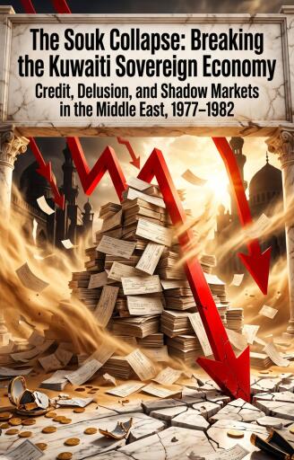 Portada del libro «The Souk Collapse: Breaking the Kuwaiti Sovereign Economy», de Omar Hassan Theybet
