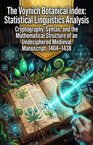 Portada del libro «The Voynich Botanical Index: Statistical Linguistics Analysis», de Crystal McFarland