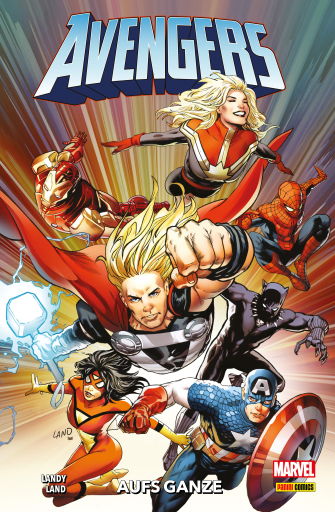 Portada del libro «AVENGERS - AUFS GANZE», de Derek Landy