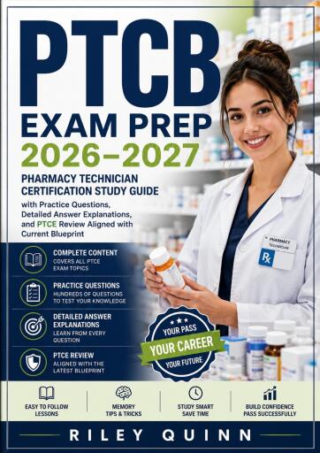 Portada del libro «PTCB Exam Prep 2026–2027», de RILEY QUINN