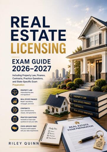 Portada del libro «Real Estate Licensing Exam Guide 2026–2027», de RILEY QUINN