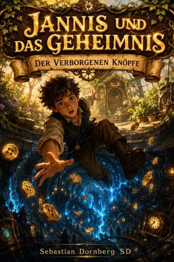 Portada del libro «Jannis und das Geheimnis der verborgenen Knöpfe», de Sebastian Dornberg SD