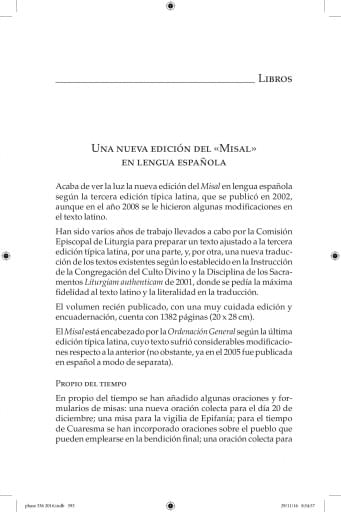Una nueva edición del «Misal» en lengua española (José Antonio Goñi)