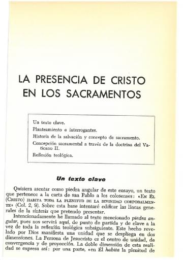 La presencia de Cristo en los sacramentos