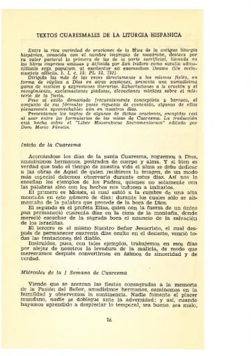 Textos cuaresmales de la liturgia hispánica