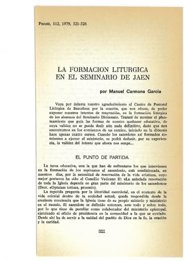 La formación litúrgica en el Seminario de Jaén