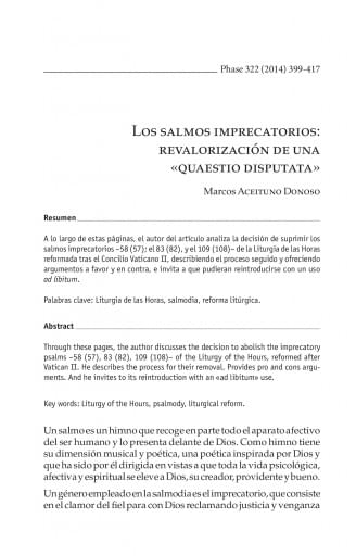 Los salmos imprecatorios: revalorización de una «quaestio disputata» (Marcos Aceituno Donoso)
