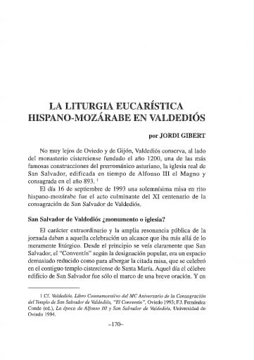 La liturgia eucarística hispano-mozárabe en Valdediós
