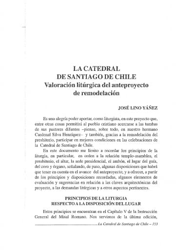 La Catedral de Santiago de Chile. Valoración litúrgica del anteproyecto de remodelación