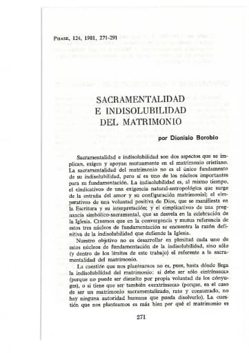 Sacramentalidad e indisolubilidad del matrimonio