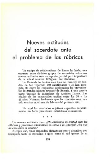 Nuevas actitudes del sacerdote ante el problema de las rúbricas