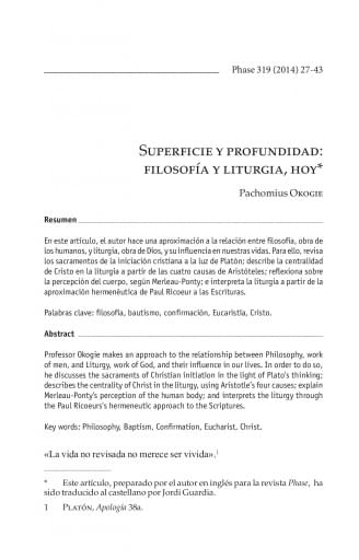 Superficie y profundidad: filosofía y liturgia, hoy (Pachomius Okogie)